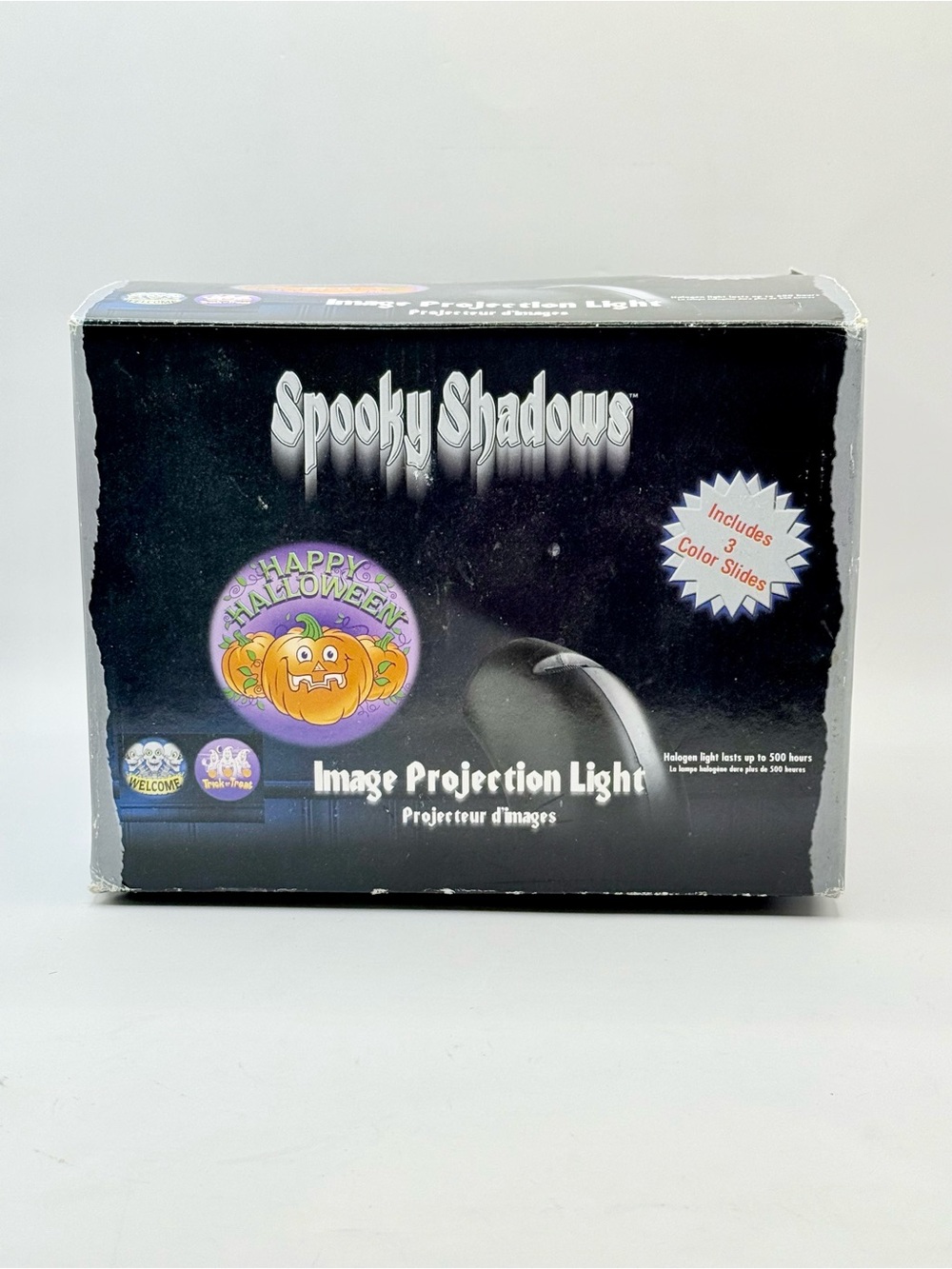 Vintage Paper Magic Spooky Shadows Halloween Image Projection Light w/ 3 Slides